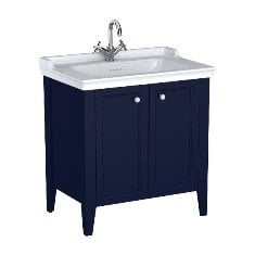 Vitra Valarte Neo 65766 Lavabo Dolabı 80 Cm, Kapaklı, Etajerli Lavabolu, Tek Armatür Delikli, Çelik Mavisi